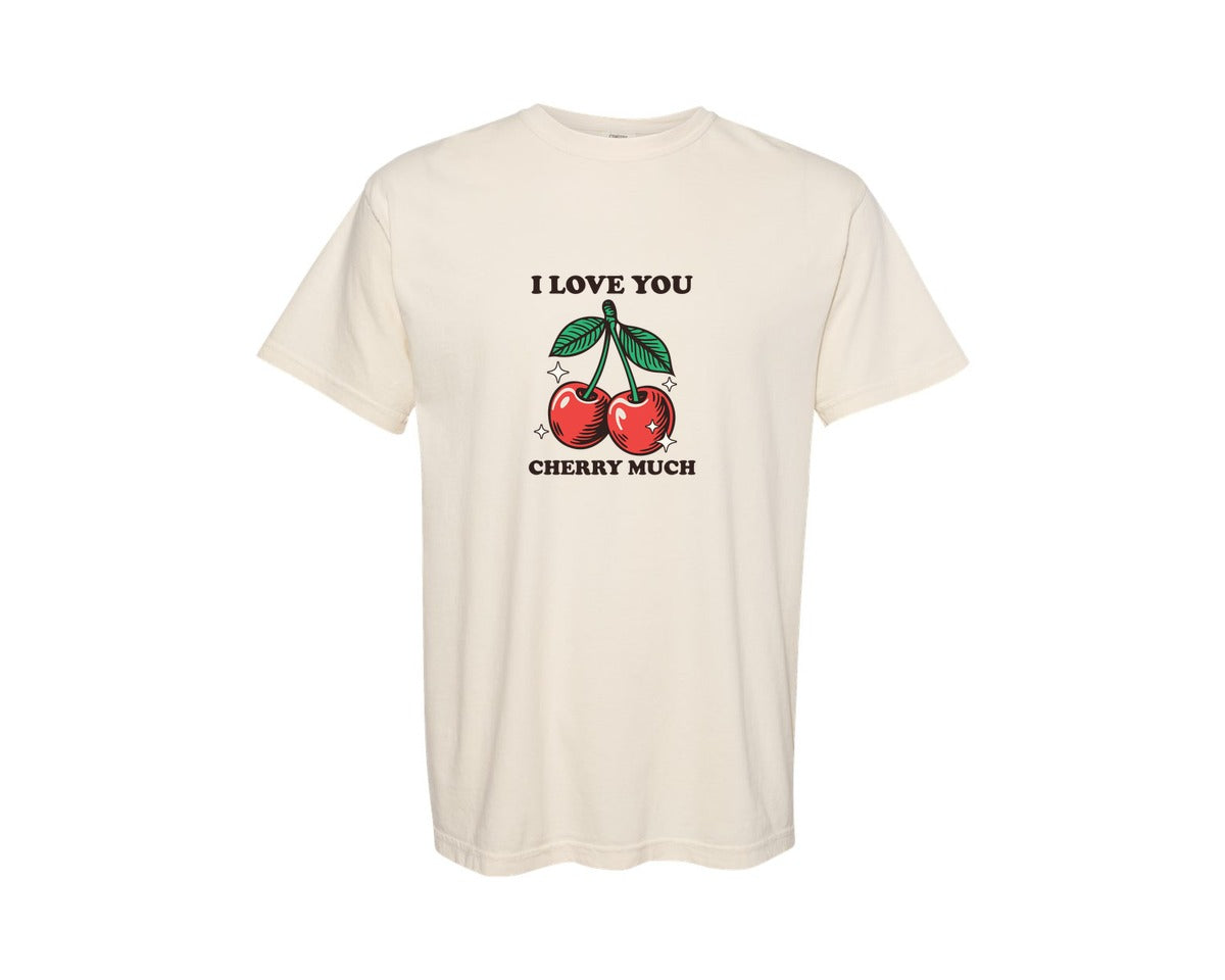 brand:Comfort Colors|color:Ivory|I Love You Cherry Much Valentines Graphic T-Shirt