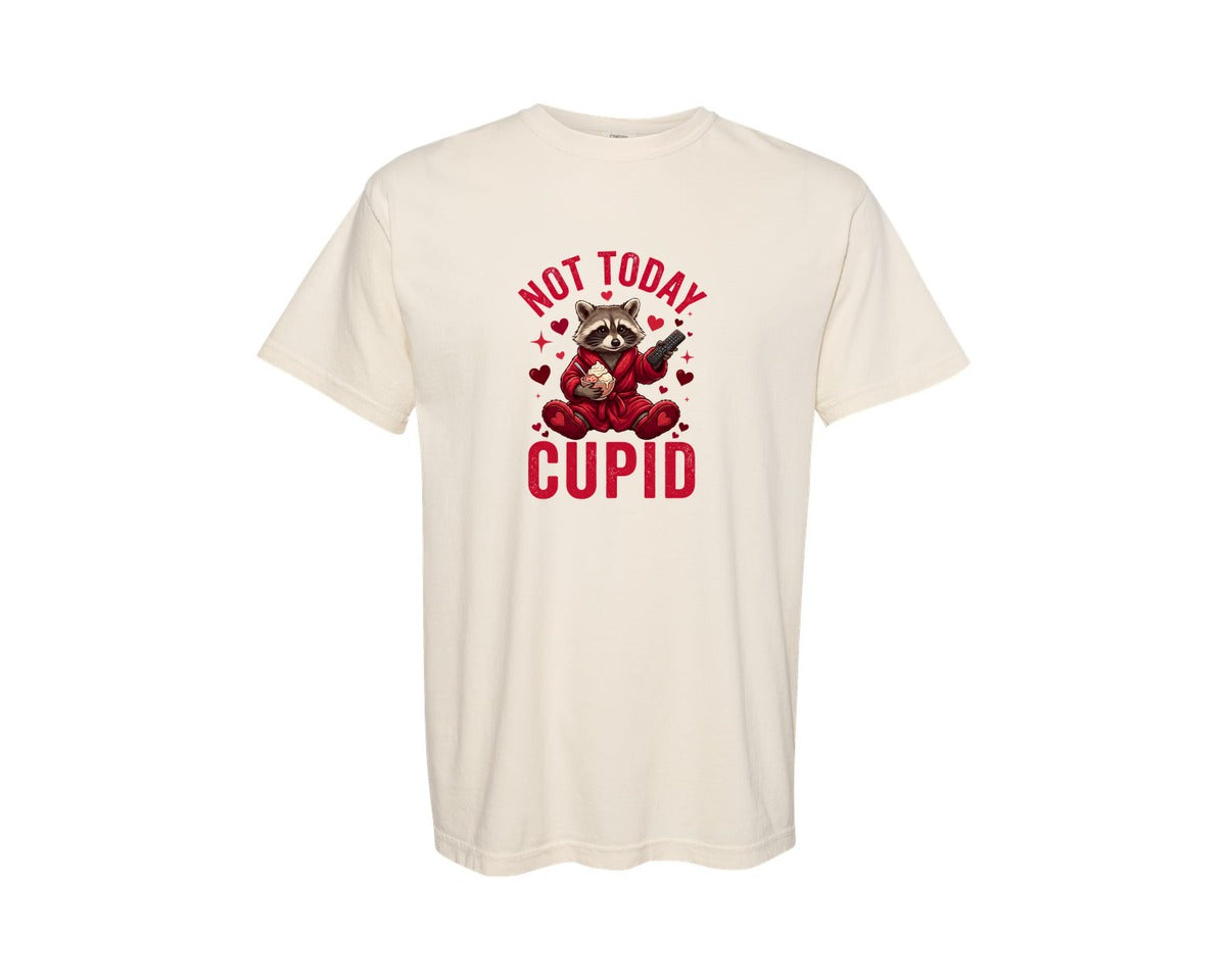 brand:Comfort Colors|color:Ivory|Not Today Cupid Raccoon Valentine 6 Graphic T-Shirt