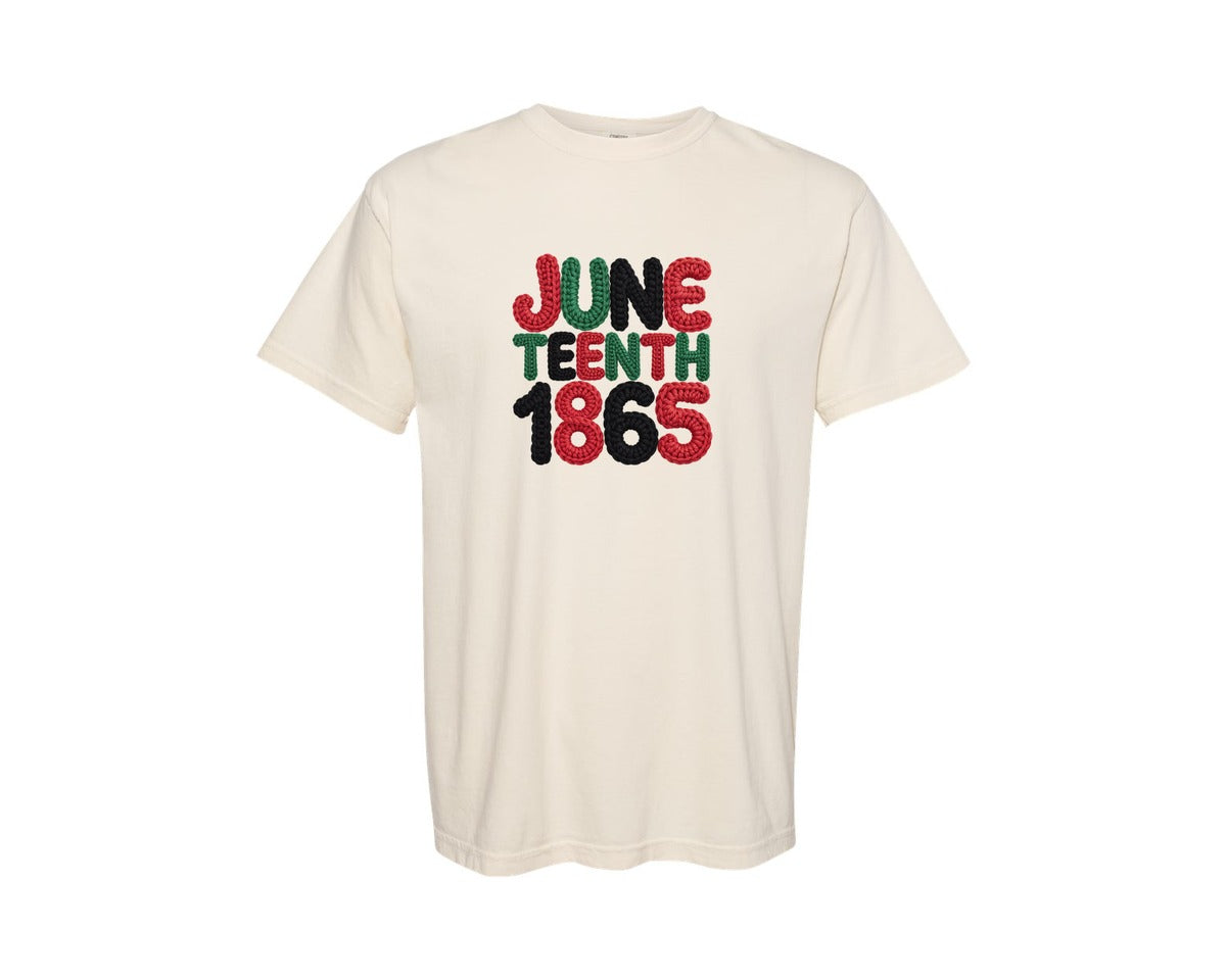 brand:Comfort Colors|color:Ivory|Juneteenth Crochet 1865 Shirt Graphic T-Shirt