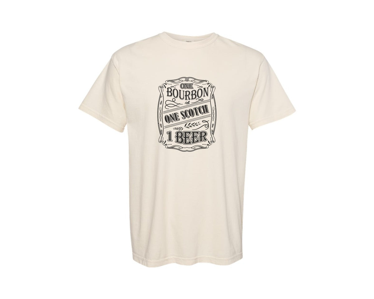 brand:Comfort Colors|color:Ivory|One Bourbon Scotch Blues Music Graphic T-Shirt