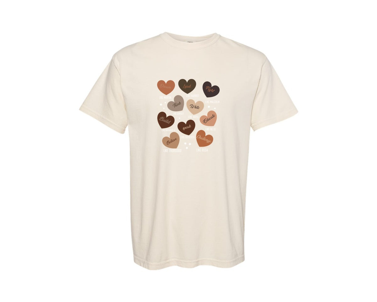 brand:Comfort Colors|color:Ivory|Black History Equality Heart Design Graphic T-Shirt