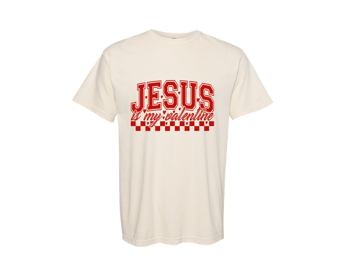 brand:Comfort Colors|color:Ivory|Jesus Is My Valentine Christian 3 Graphic T-Shirt