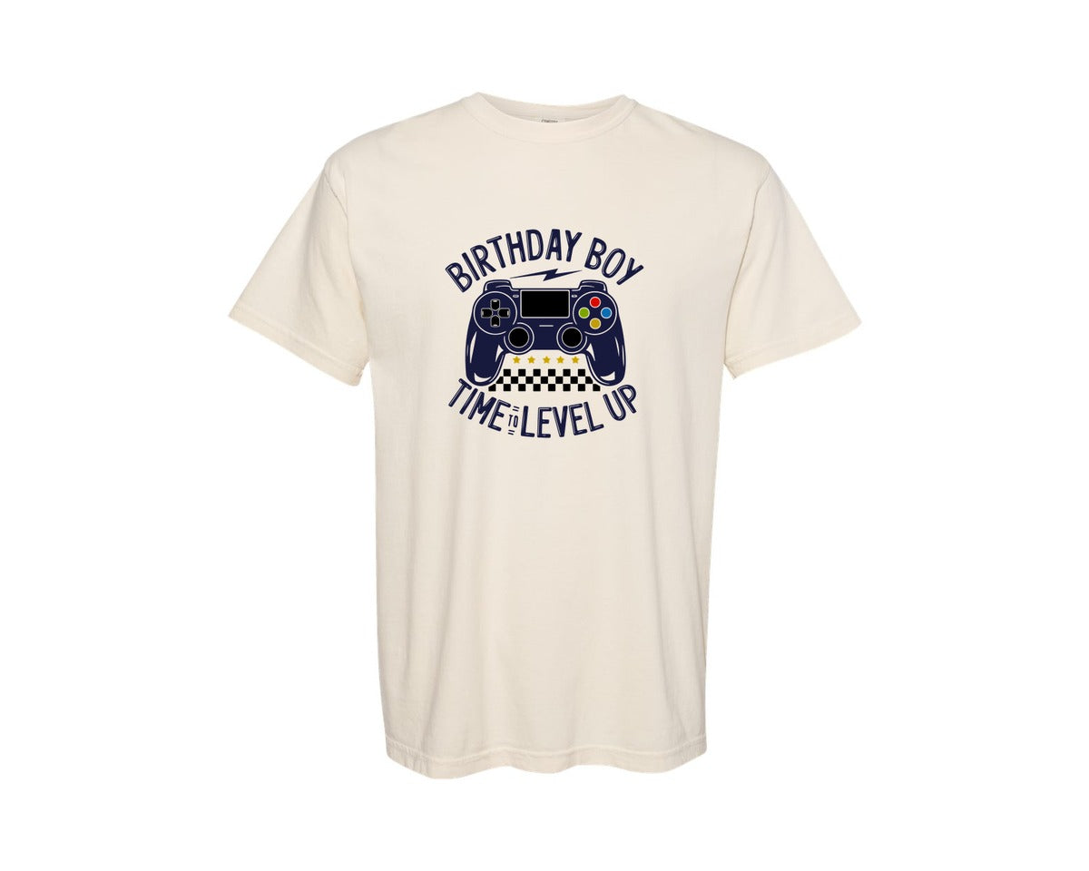 brand:Comfort Colors|color:Ivory|Birthday Boy Time To Level Up 8 Graphic T-Shirt