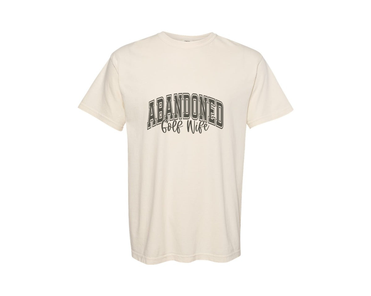 brand:Comfort Colors|color:Ivory|Abandoned Golf Wife Varsity Graphic T-Shirt