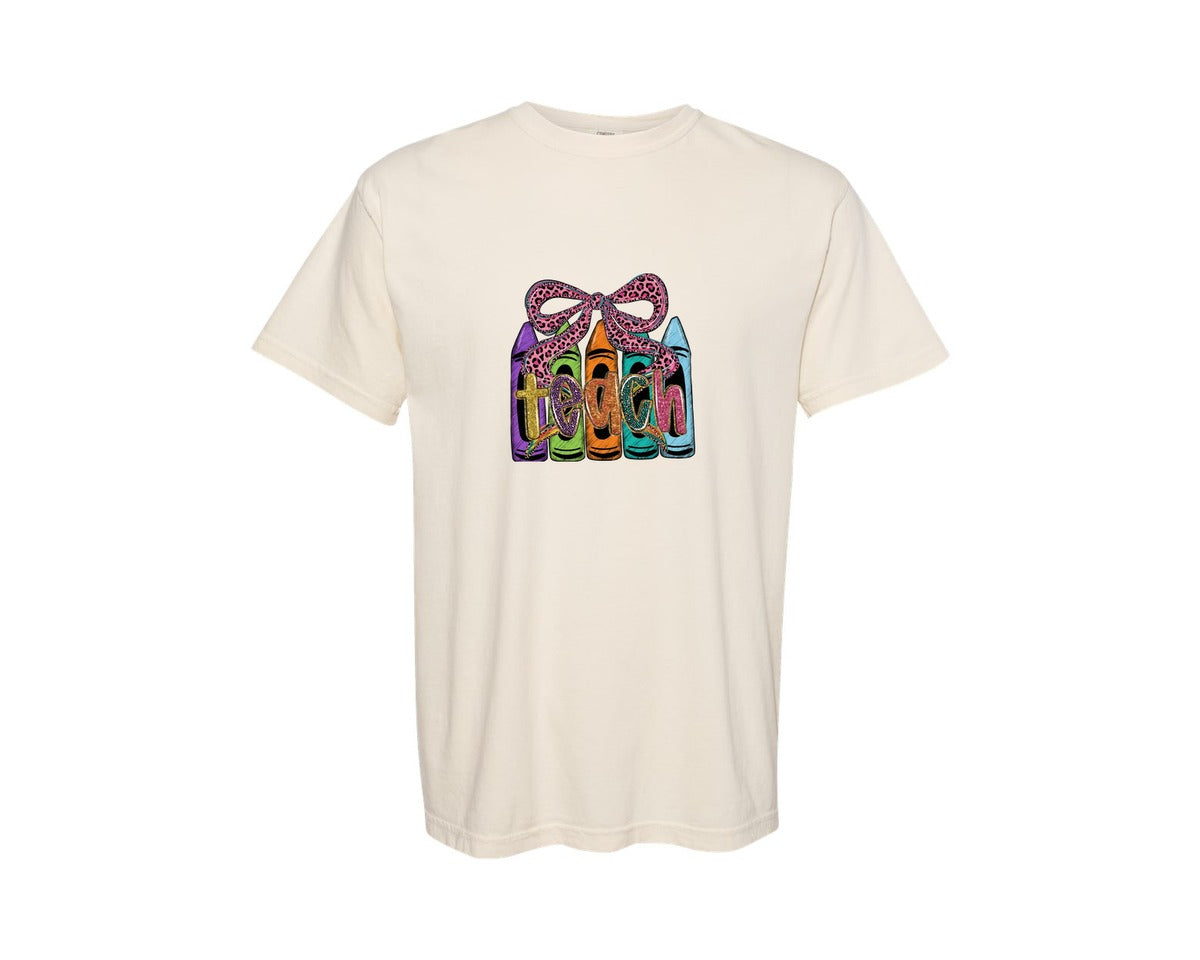 brand:Comfort Colors|color:Ivory|Cute Teacher School Teacher Markers Graphic T-Shirt