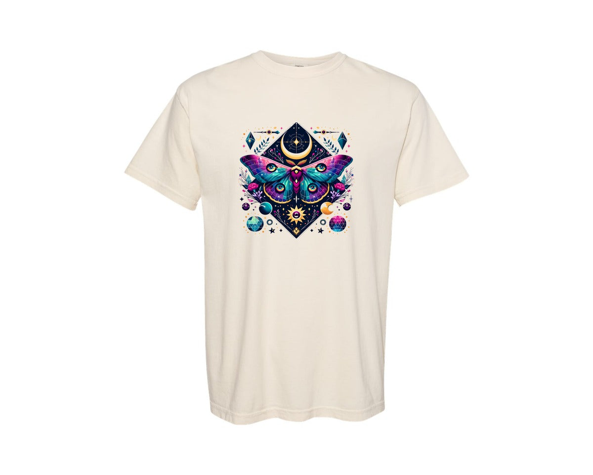 brand:Comfort Colors|color:Ivory|Luna Moth Moon Phases Witchy Graphic T-Shirt