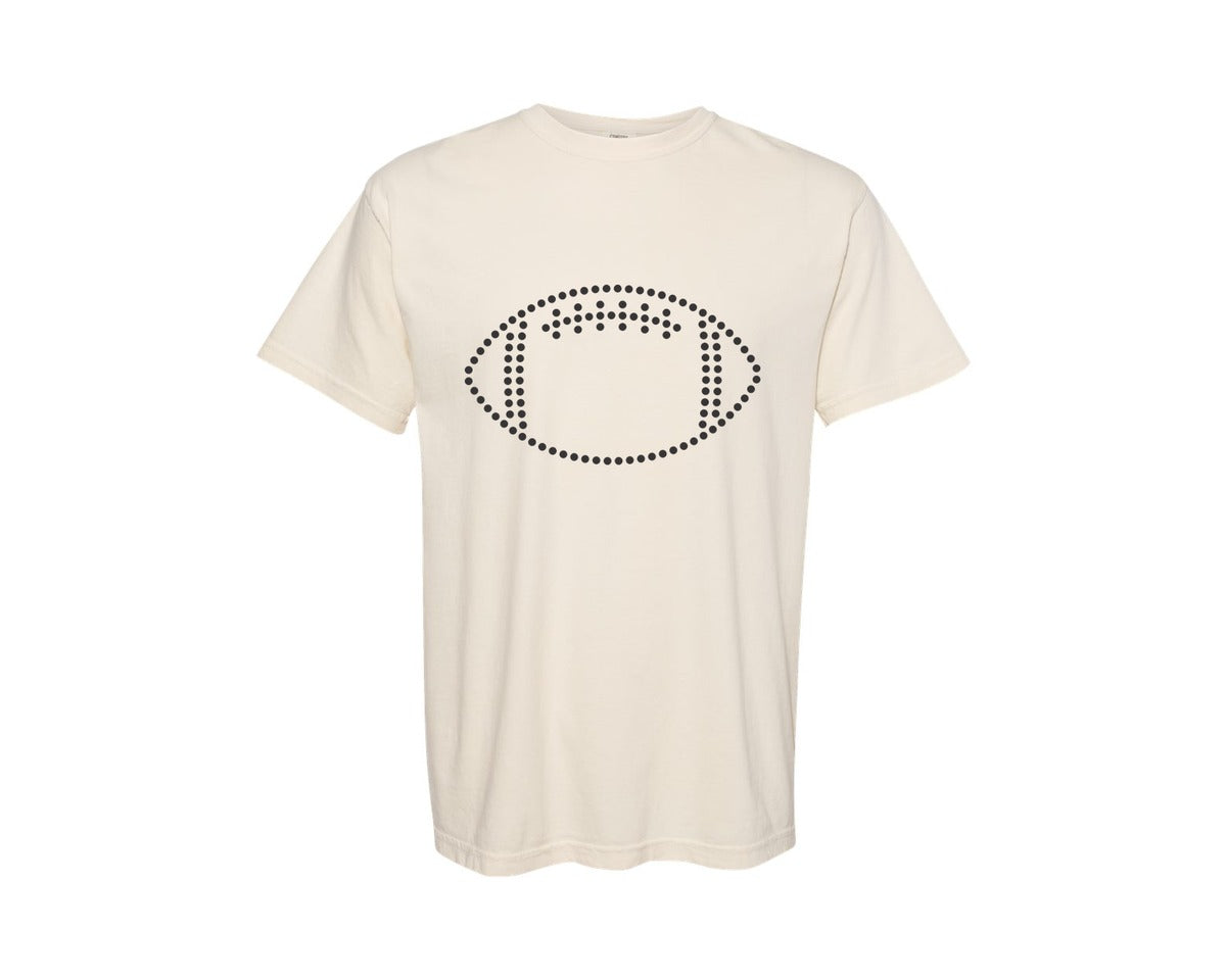 brand:Comfort Colors|color:Ivory|Rhinestone Template Design Football Graphic T-Shirt