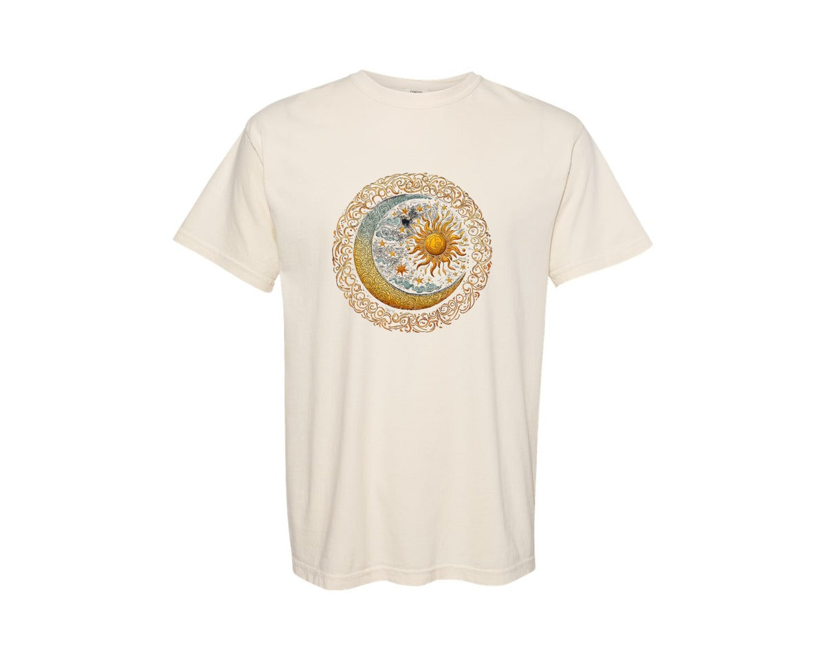 brand:Comfort Colors|color:Ivory|Mystic Sun And Moon Celestial Graphic T-Shirt