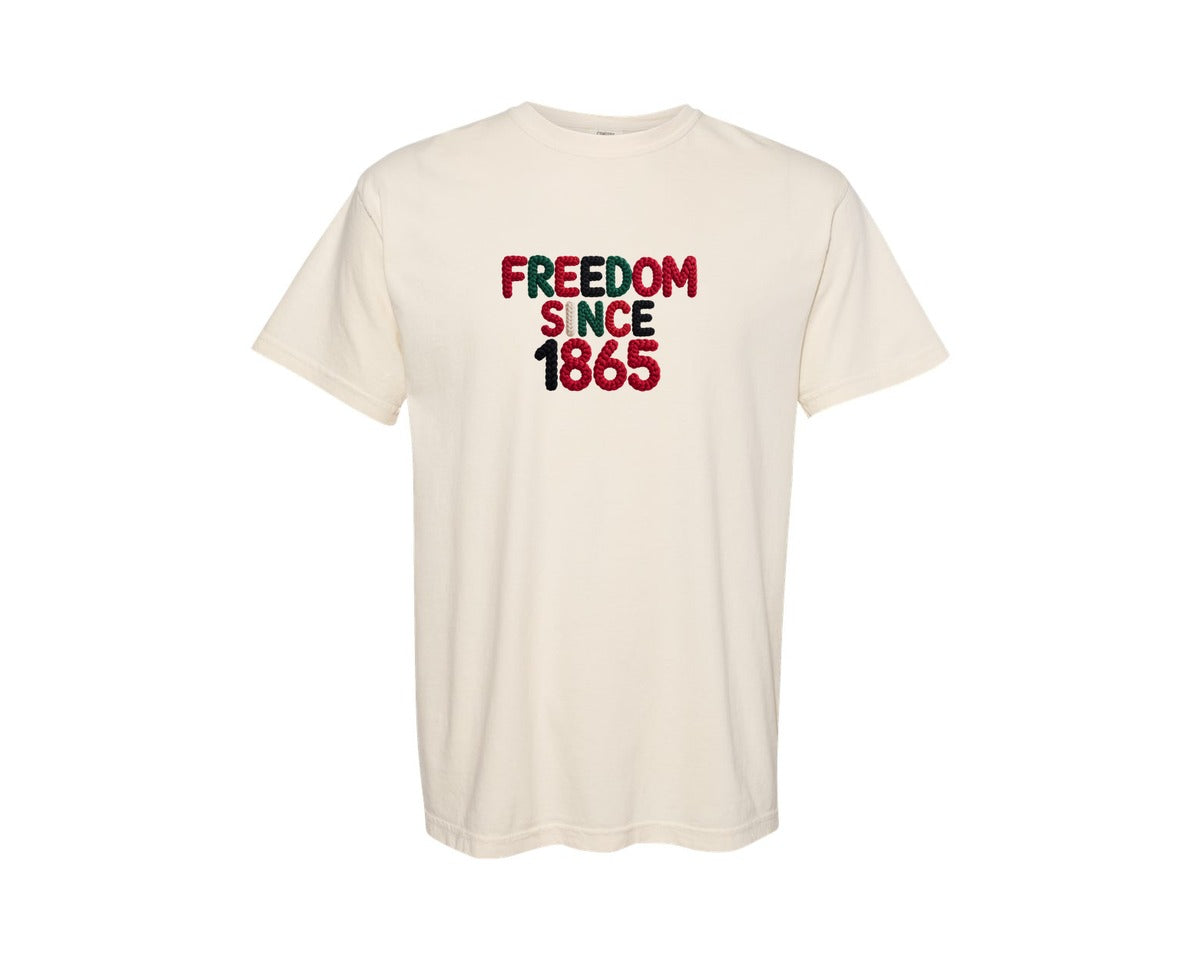 brand:Comfort Colors|color:Ivory|Freedom Since 1865 Crochet Shirt Graphic T-Shirt