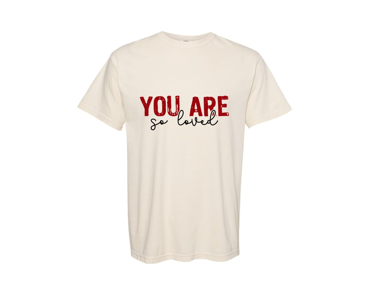 brand:Comfort Colors|color:Ivory|Loved John 316 Christian Valentine 2 Graphic T-Shirt