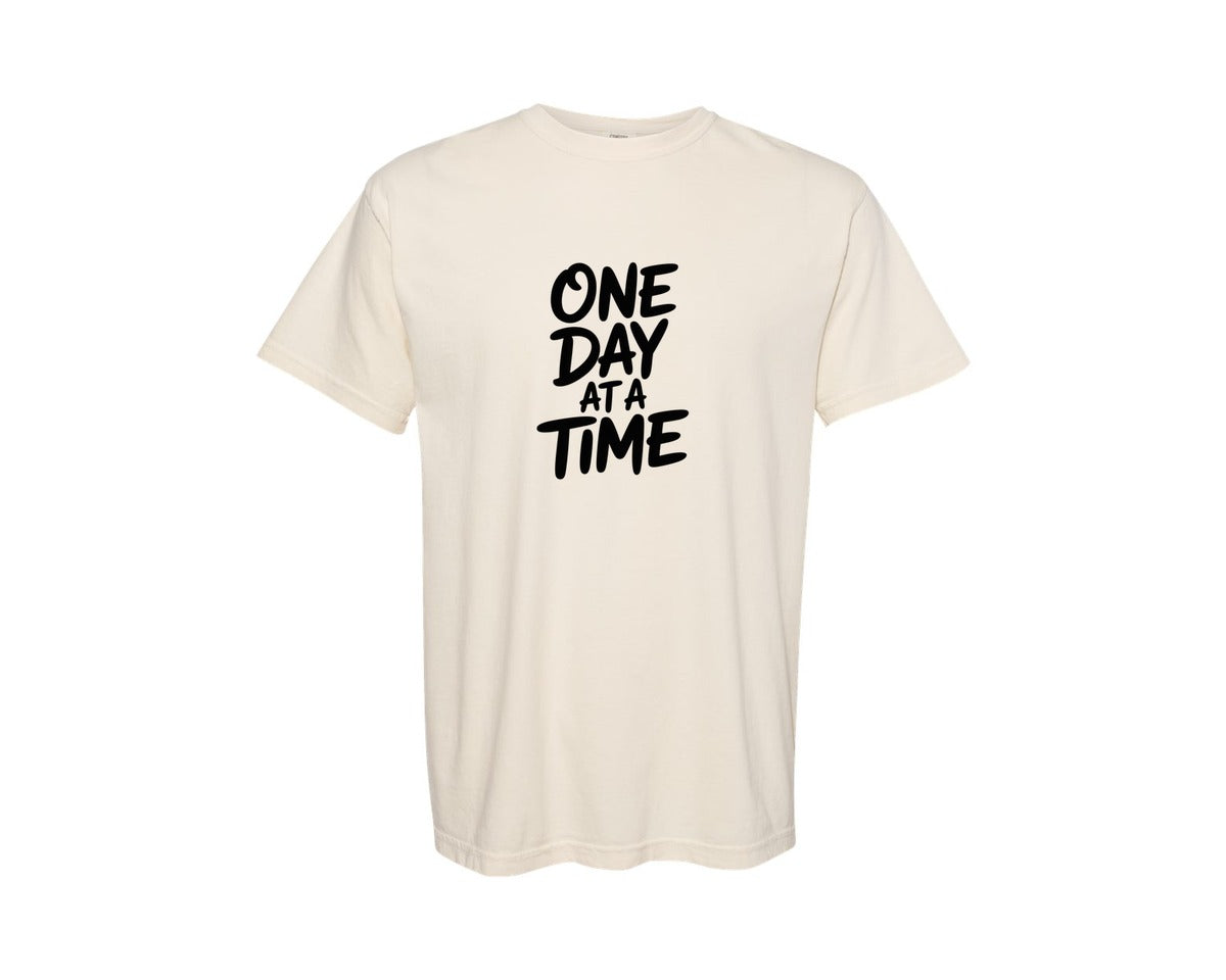brand:Comfort Colors|color:Ivory|One Day At A Time Inspirational Graphic T-Shirt