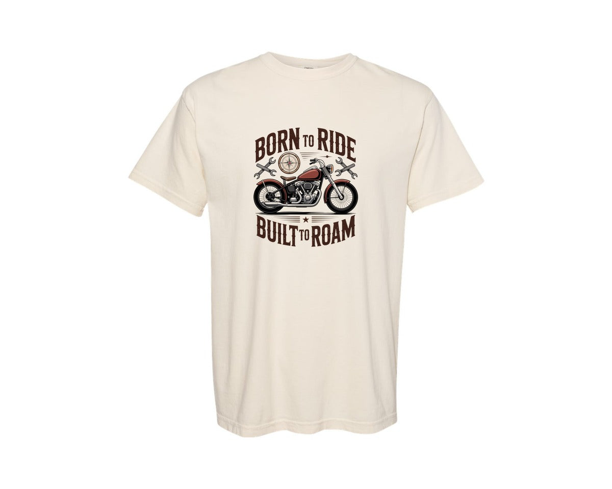 brand:Comfort Colors|color:Ivory|Born To Ride Vintage Biker Shirt Graphic T-Shirt