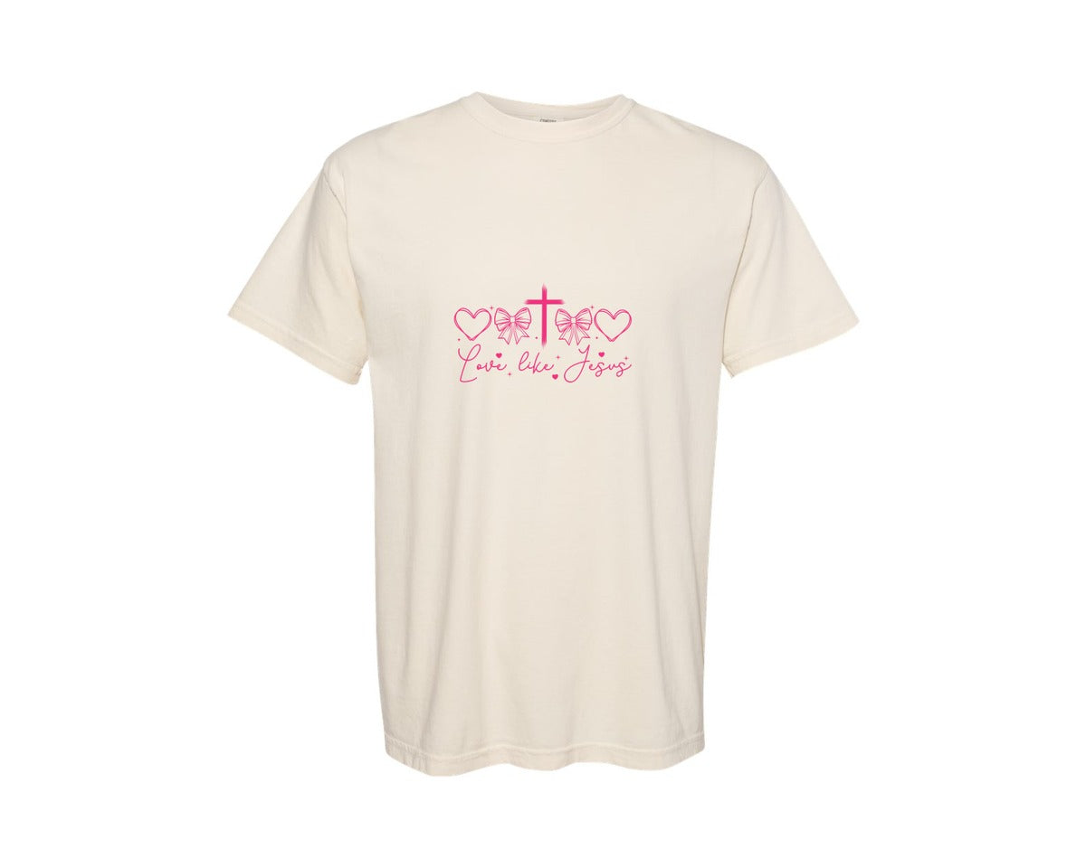 brand:Comfort Colors|color:Ivory|Love Like Jesus Valentine Christian 16 Graphic T-Shirt