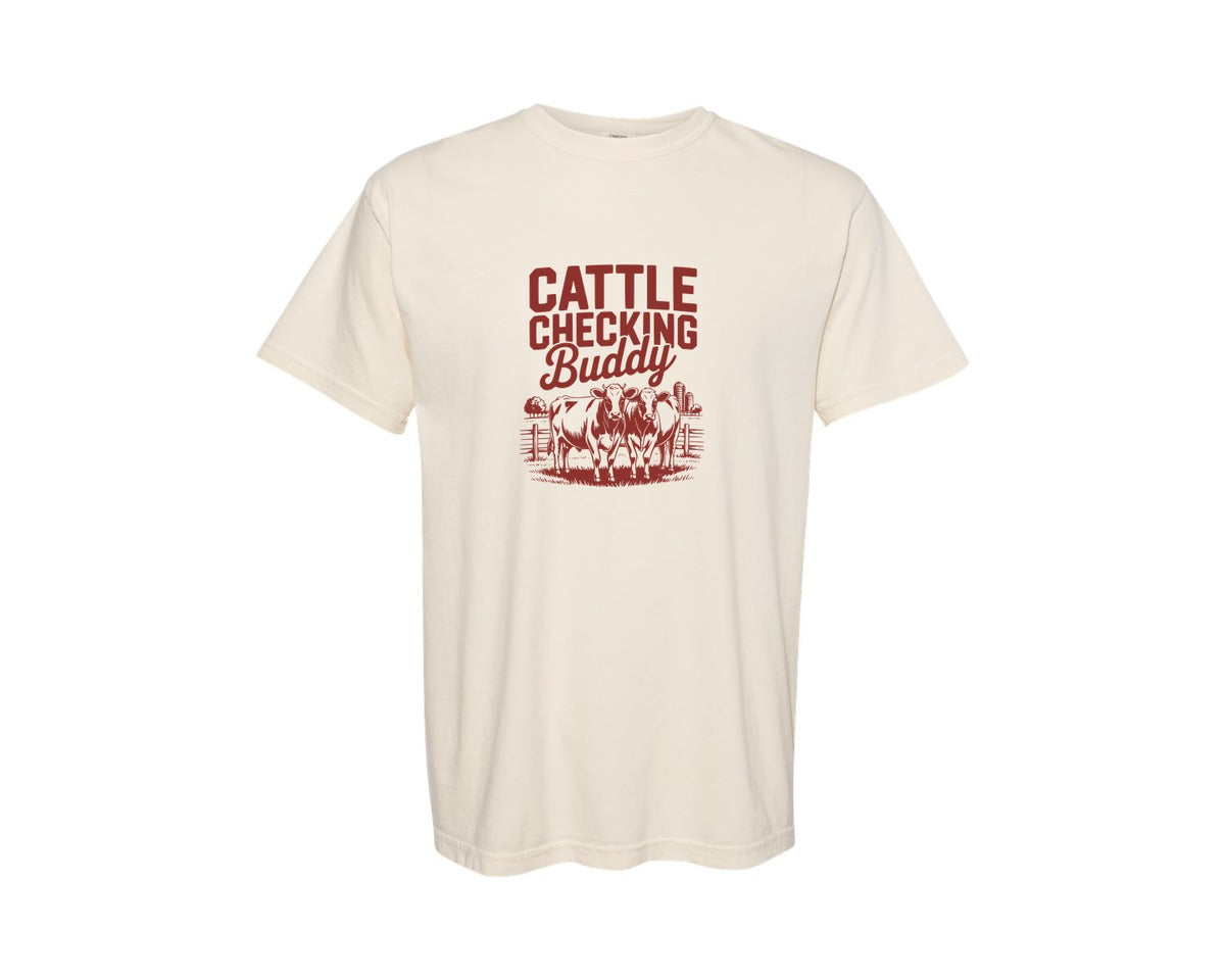 brand:Comfort Colors|color:Ivory|Cattle Checking Buddy Pngfarm Kids Graphic T-Shirt