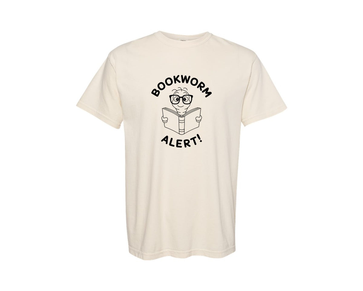 brand:Comfort Colors|color:Ivory|Bookworm Alert Funny Nerdy Book Reader Graphic T-Shirt