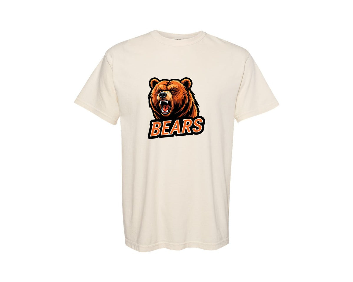 brand:Comfort Colors|color:Ivory|Roaring Grizzly Bear Mascot Graphic T-Shirt