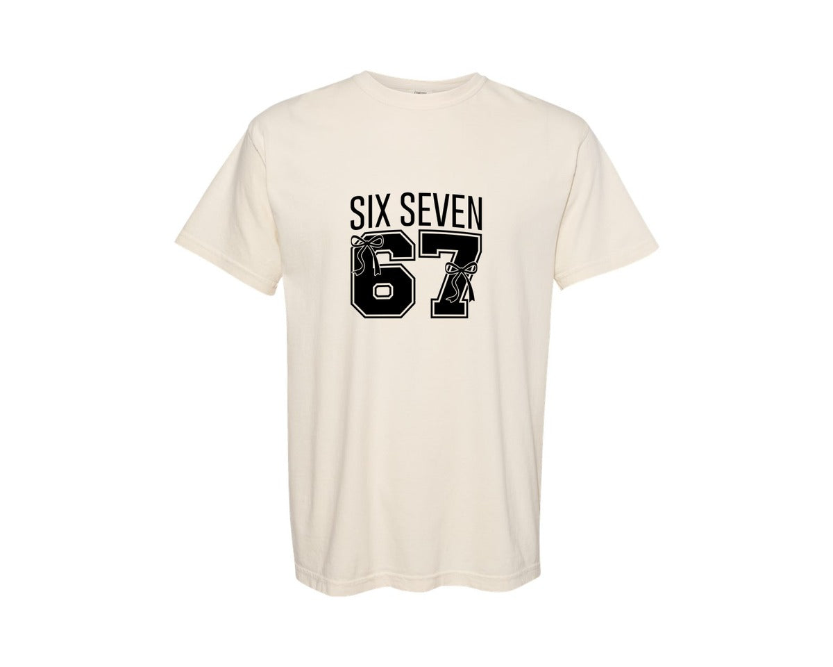 brand:Comfort Colors|color:Ivory|Six Seven Bow Six Seven 6 7 Graphic T-Shirt