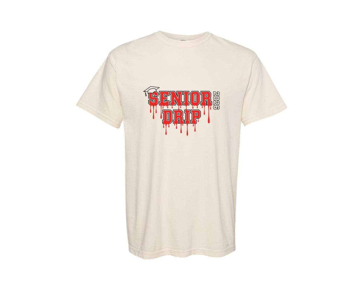 brand:Comfort Colors|color:Ivory|Red Senior Drip 2026 Design Graphic T-Shirt
