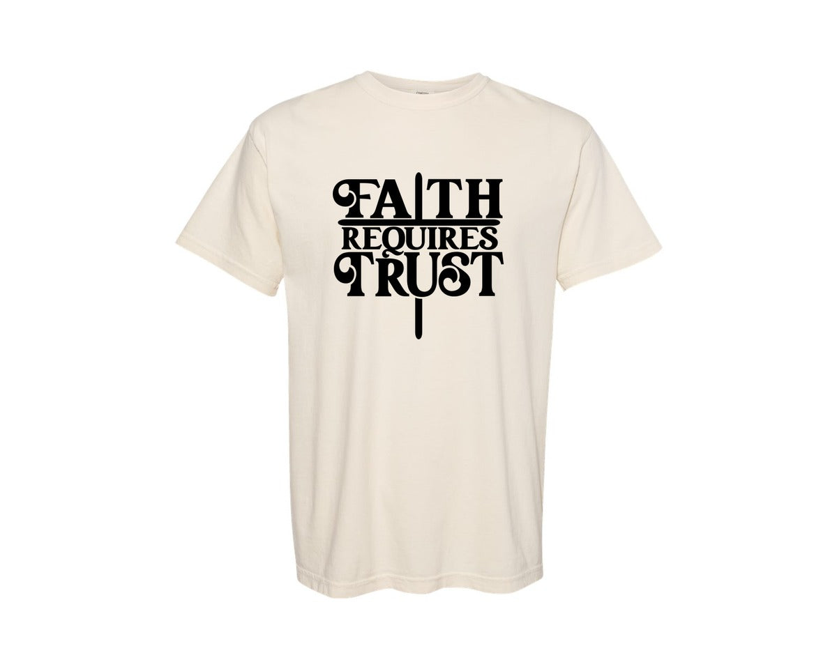brand:Comfort Colors|color:Ivory|Faith Requires Trust Christian Graphic T-Shirt