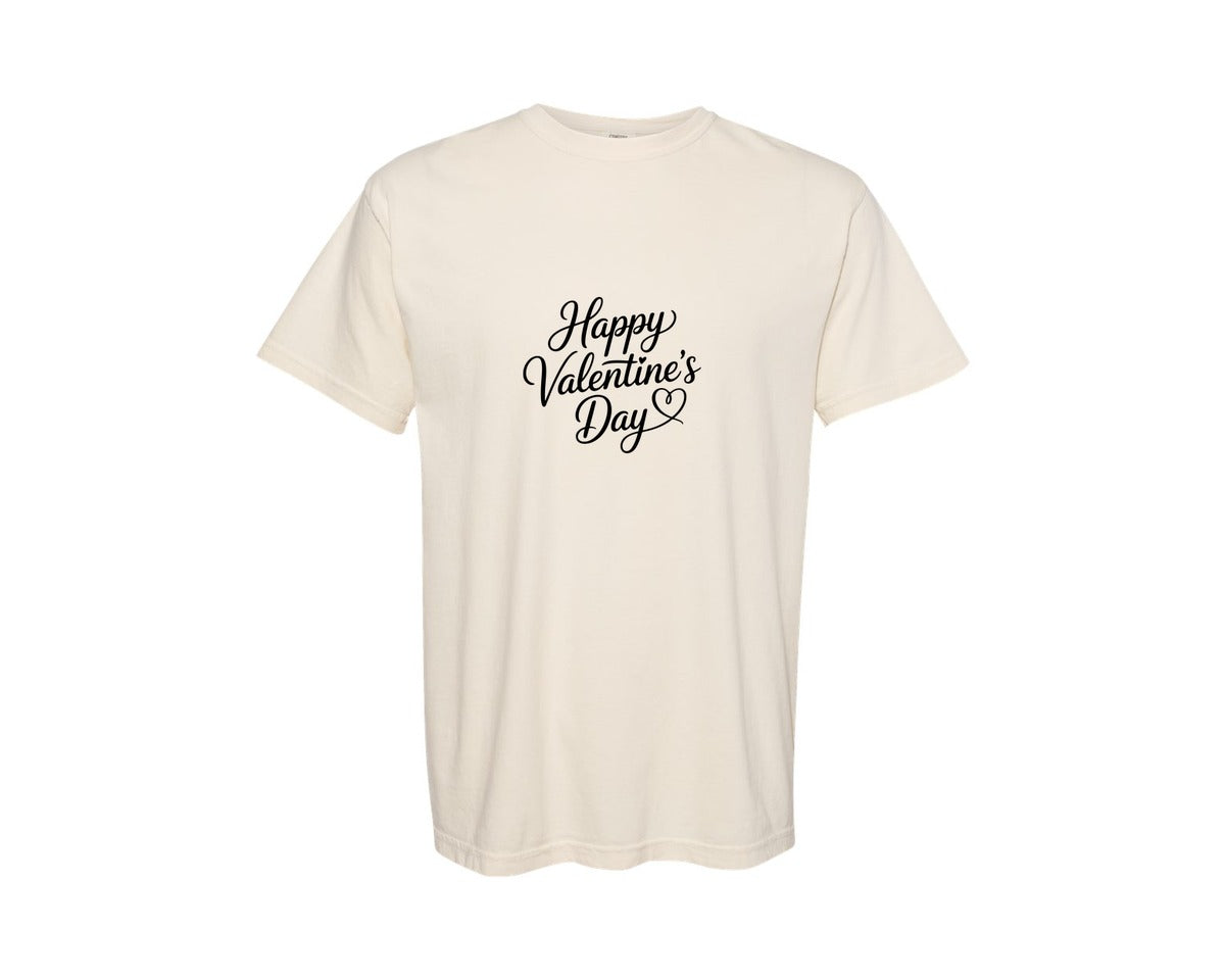 brand:Comfort Colors|color:Ivory|Happy Valentines Day Romantic Typography Graphic T-Shirt