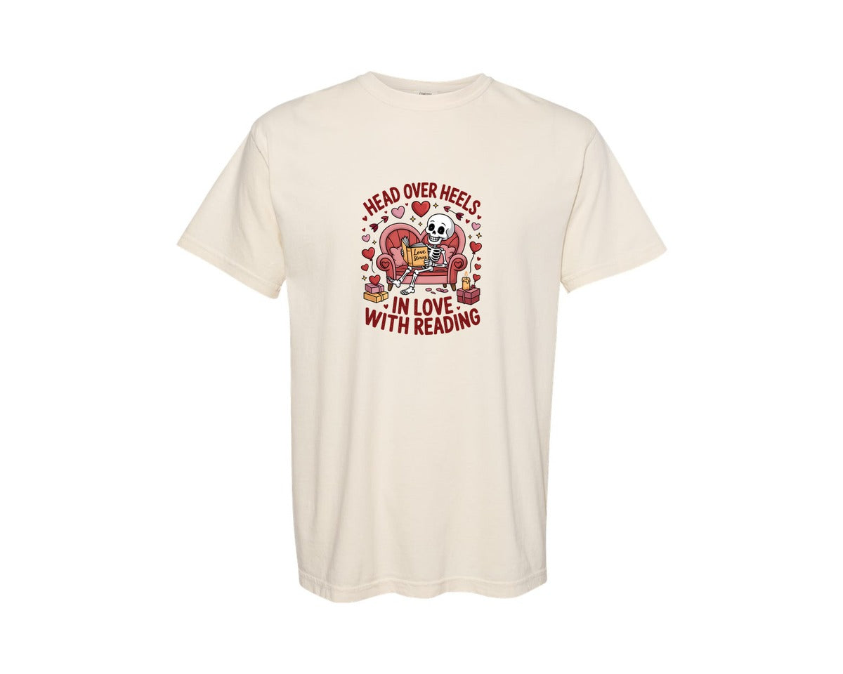 brand:Comfort Colors|color:Ivory|Funny Valentine Book Lover Graphic T-Shirt