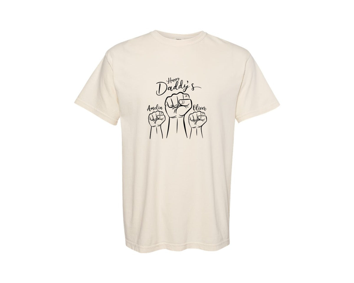 brand:Comfort Colors|color:Ivory|Father Children Fist Bump Illustration Graphic T-Shirt