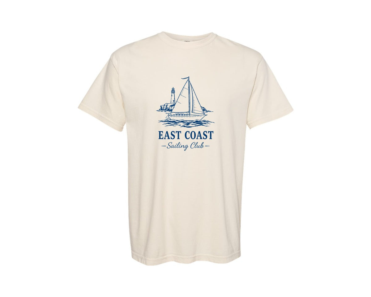 brand:Comfort Colors|color:Ivory|Vintage Sailboat And Lighthouse Graphic T-Shirt