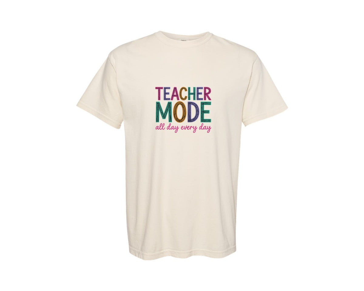 brand:Comfort Colors|color:Ivory|Teacher Mode Pngteacher Gift Teacher Graphic T-Shirt