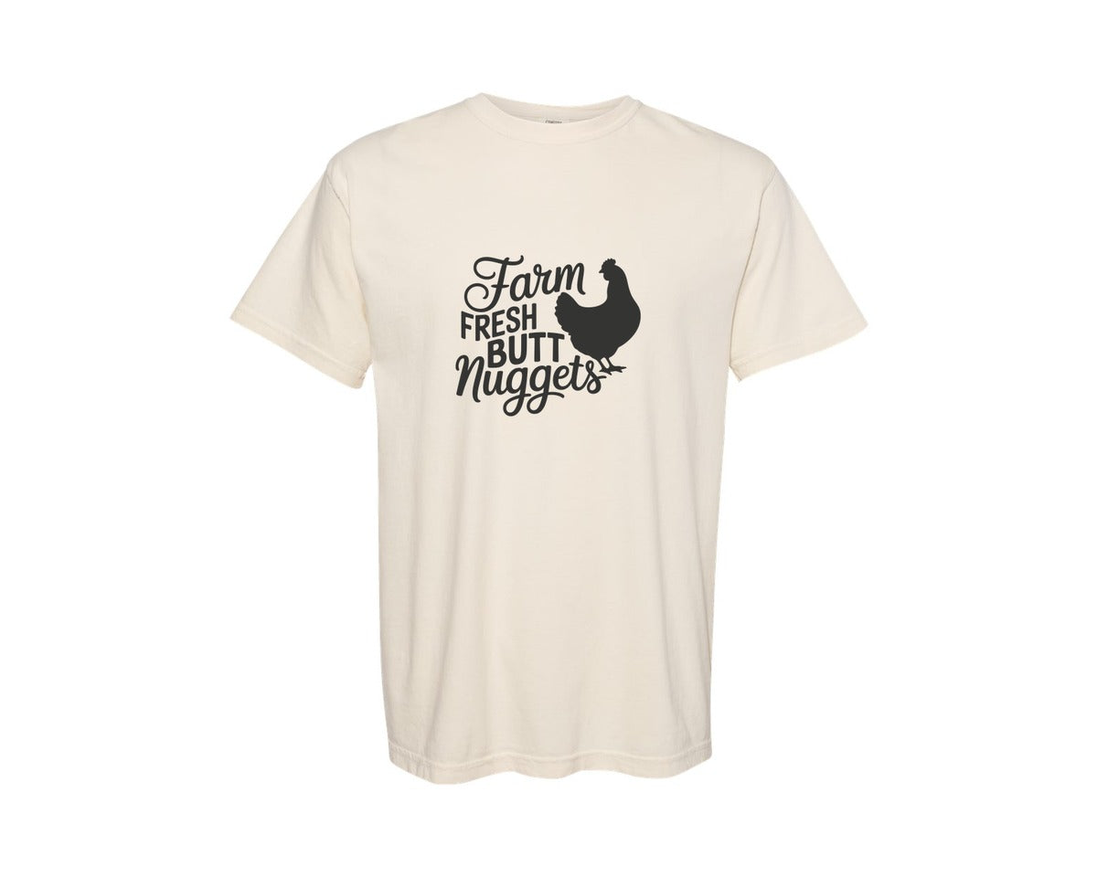 brand:Comfort Colors|color:Ivory|Farm Fresh Butt Nuggets Cut File 8 Graphic T-Shirt