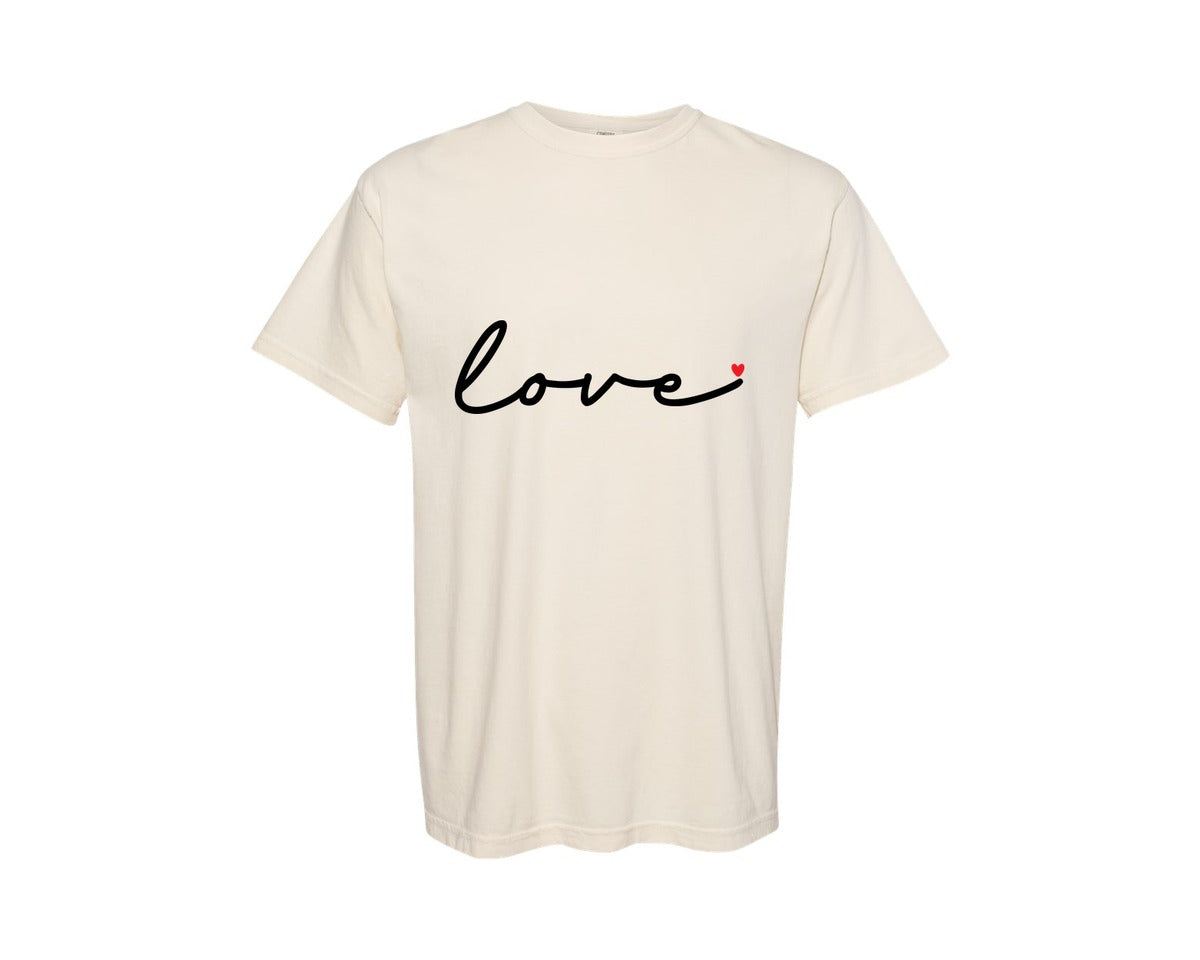 brand:Comfort Colors|color:Ivory|Love Heart Valentine Heart 4 Graphic T-Shirt