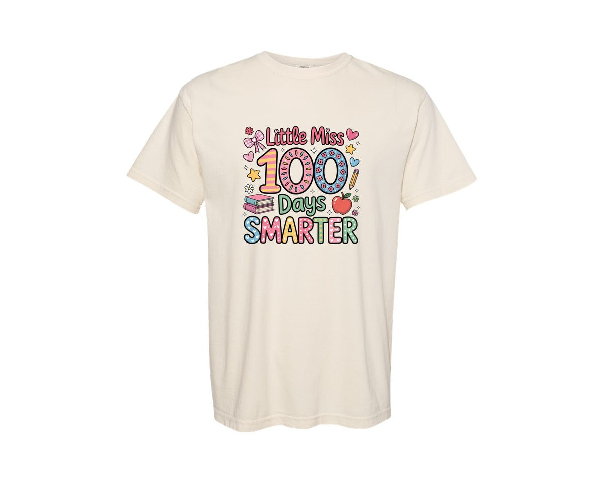 brand:Comfort Colors|color:Ivory|100 Days Of School Little Miss 100 3 Graphic T-Shirt