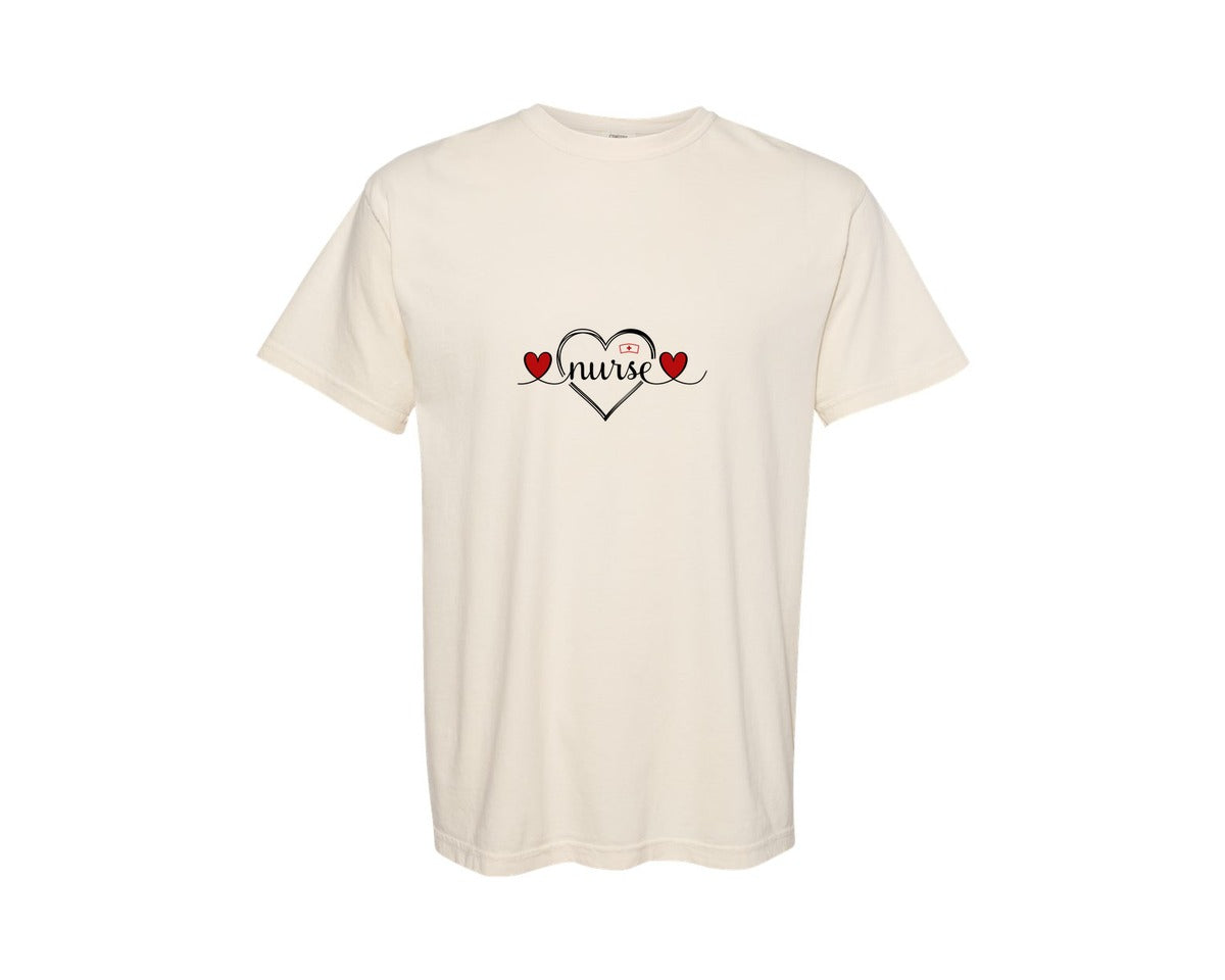 brand:Comfort Colors|color:Ivory|Nurse Valentine Quote Graphic T-Shirt