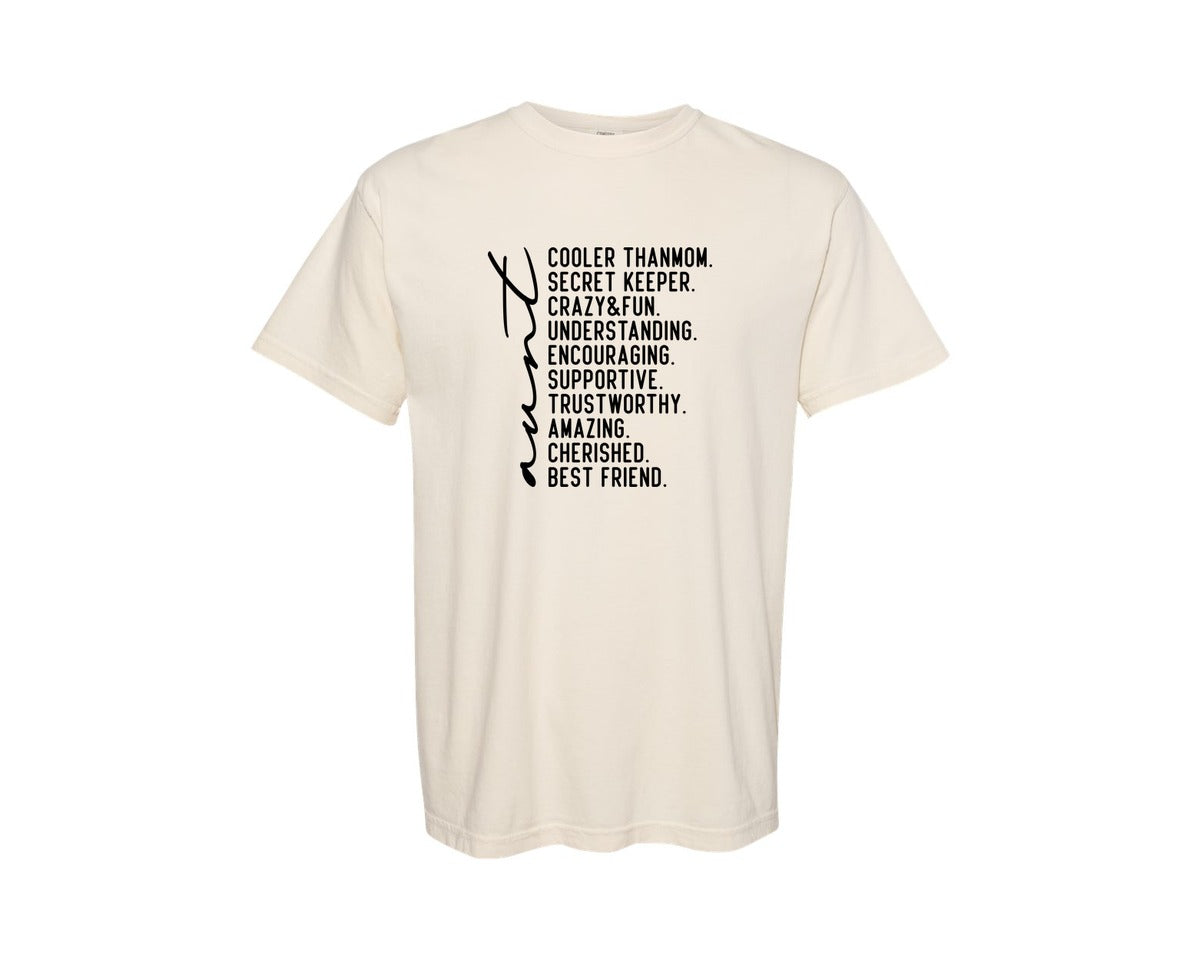 brand:Comfort Colors|color:Ivory|Aunt Auntie Aunt Quote Aunt Shirt Graphic T-Shirt