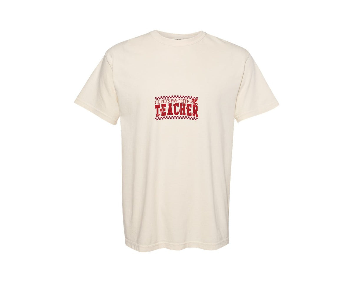 brand:Comfort Colors|color:Ivory|Cupids Favorite Teacher Valentine 3 Graphic T-Shirt