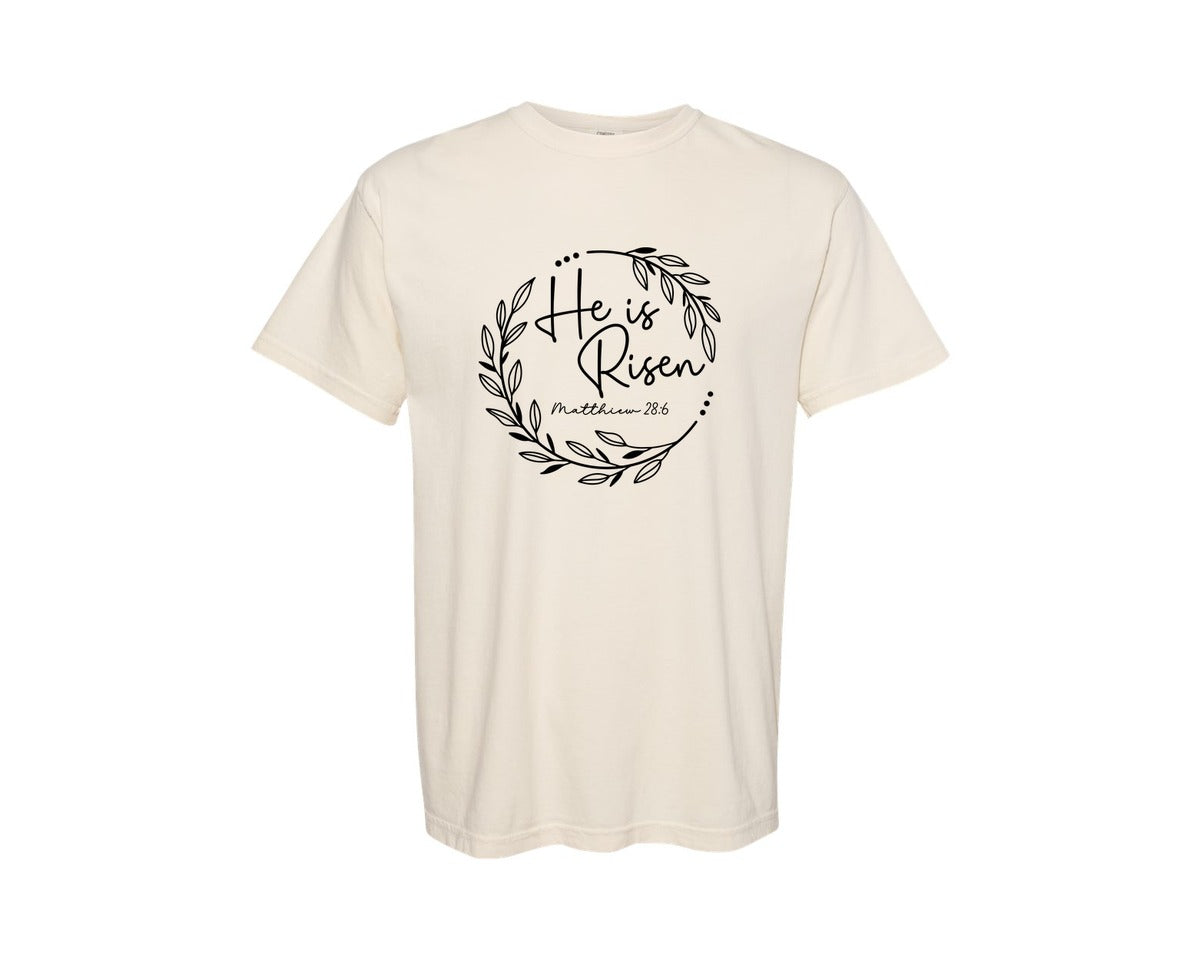 brand:Comfort Colors|color:Ivory|He Is Risen 88 Graphic T-Shirt