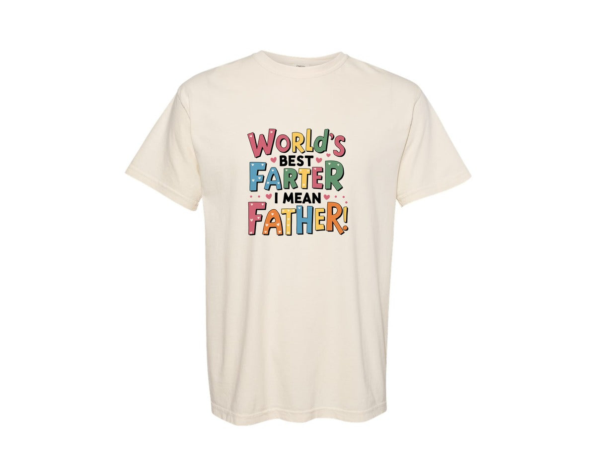brand:Comfort Colors|color:Ivory|Worlds Best Farter I Mean Father 64 Graphic T-Shirt