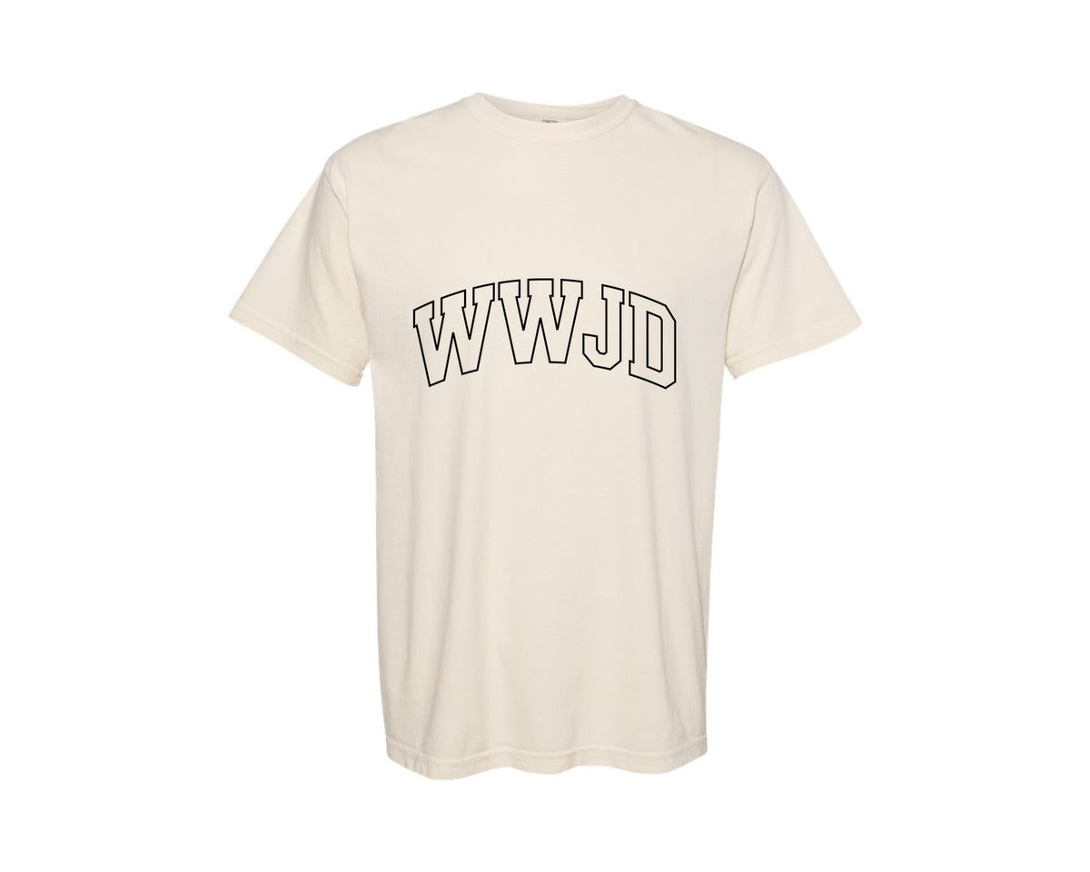 brand:Comfort Colors|color:Ivory|Wwjd What Would Jesus Do Christian Graphic T-Shirt