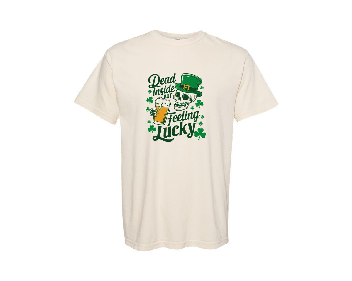 brand:Comfort Colors|color:Ivory|Dead Inside But Lucky Irish Day Graphic T-Shirt