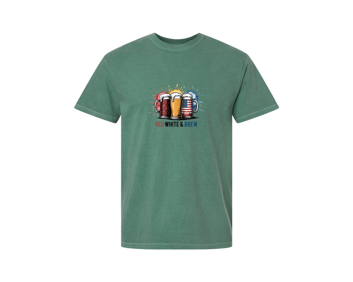 brand:Comfort Colors|color:Light Green|4Th Of July Usa Funny Patriotic Beer 3 Graphic T-Shirt