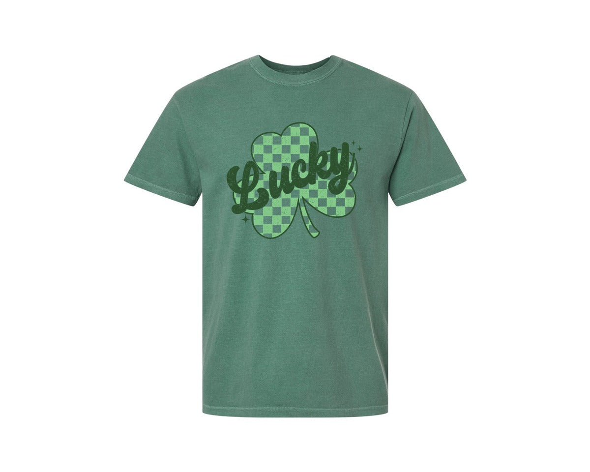 brand:Comfort Colors|color:Light Green|Retro Lucky St Patricks Day Shamrock Graphic T-Shirt