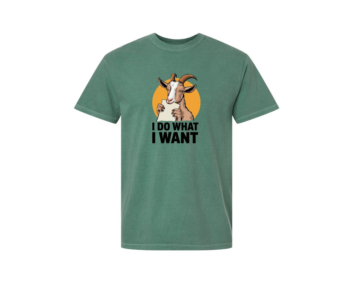 brand:Comfort Colors|color:Light Green|I Do What I Want Funny Goat Saying Graphic T-Shirt