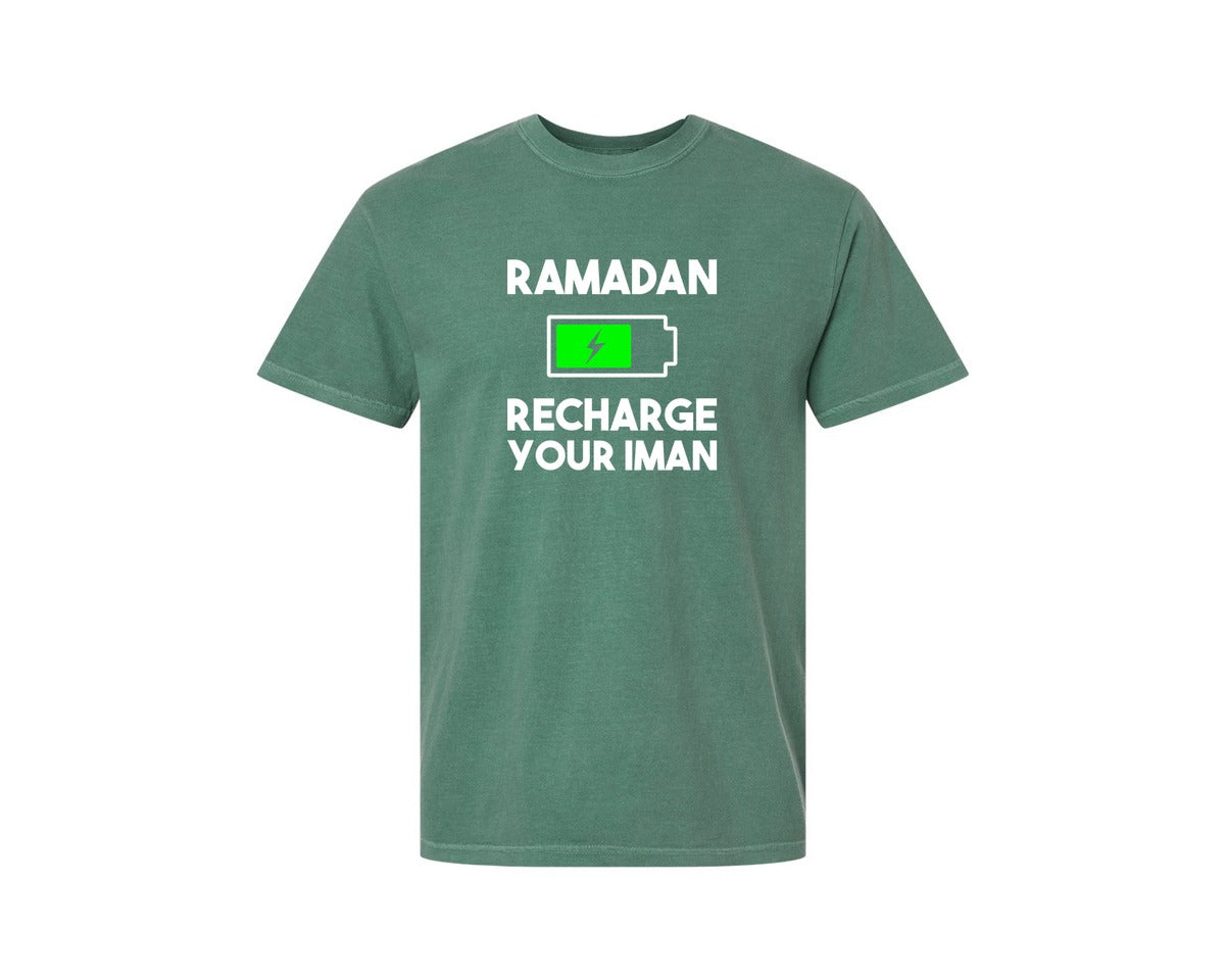 brand:Comfort Colors|color:Light Green|Ramadan Recharge Your Iman Muslim Motiv Graphic T-Shirt