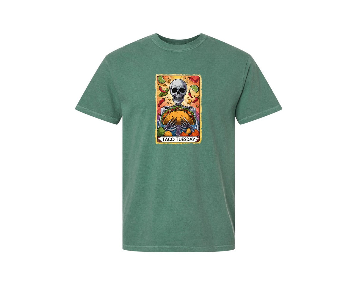 brand:Comfort Colors|color:Light Green|Skeleton Tarot Card Cinco De Mayo Tshirt Graphic T-Shirt