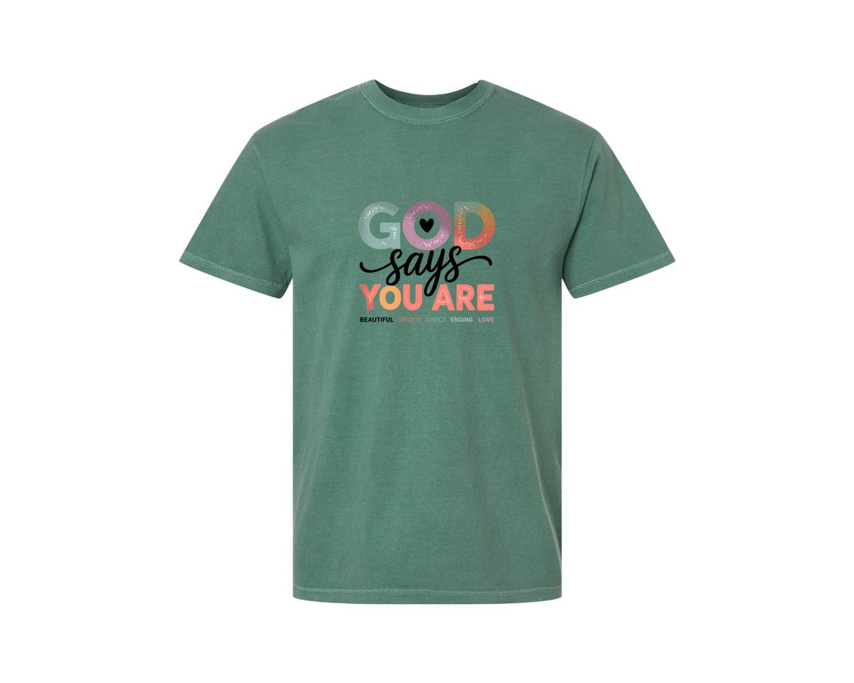 brand:Comfort Colors|color:Light Green|God You Are Inspirational Christian Qu Graphic T-Shirt