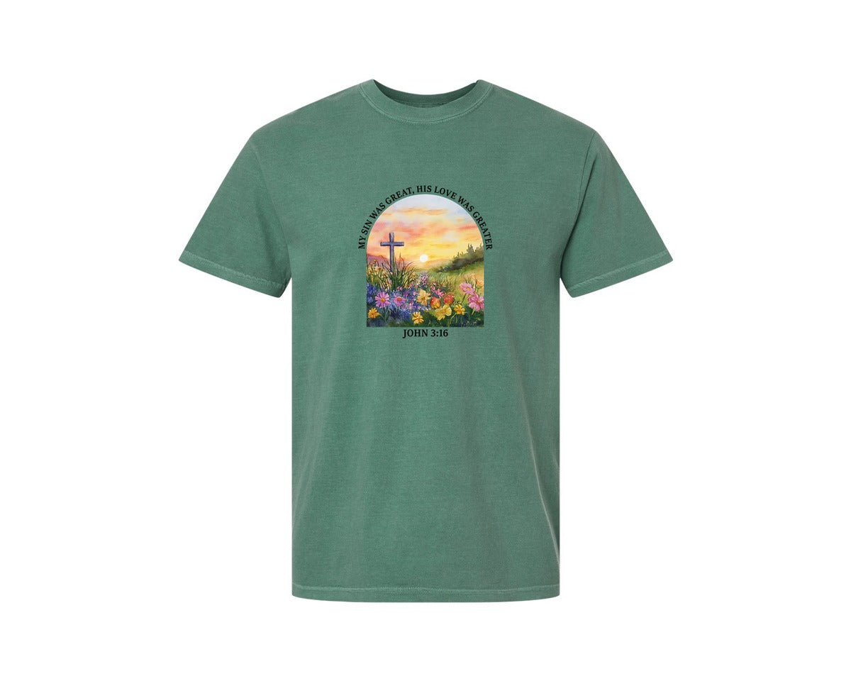 brand:Comfort Colors|color:Light Green|Floral Christian Bible Verse Graphic T-Shirt