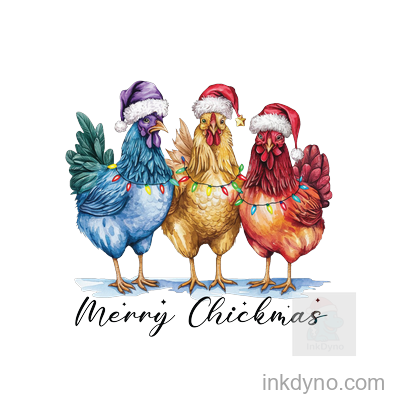 Merry Chickmas Png, Chicken Christmas Png,-01