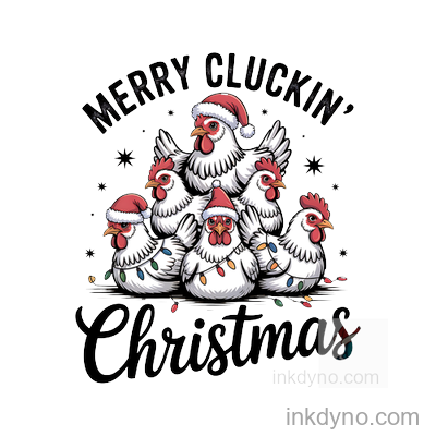 Merry Cluckin' , Farmhouse DTF Transfer – Ready to Press (Christmas)