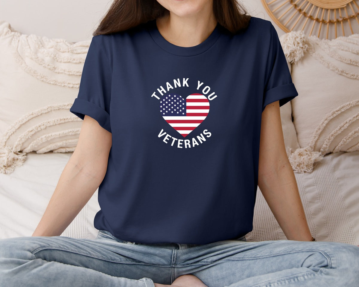 brand:Bella Canvas|color:Navy|Thank You Veterans T Shirt Design Vector 2 Graphic T-Shirt
