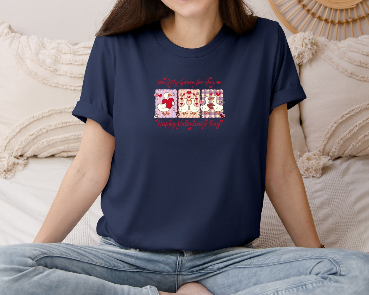 brand:Bella Canvas|color:Navy|Silly Goose For You Valentine Graphic T-Shirt