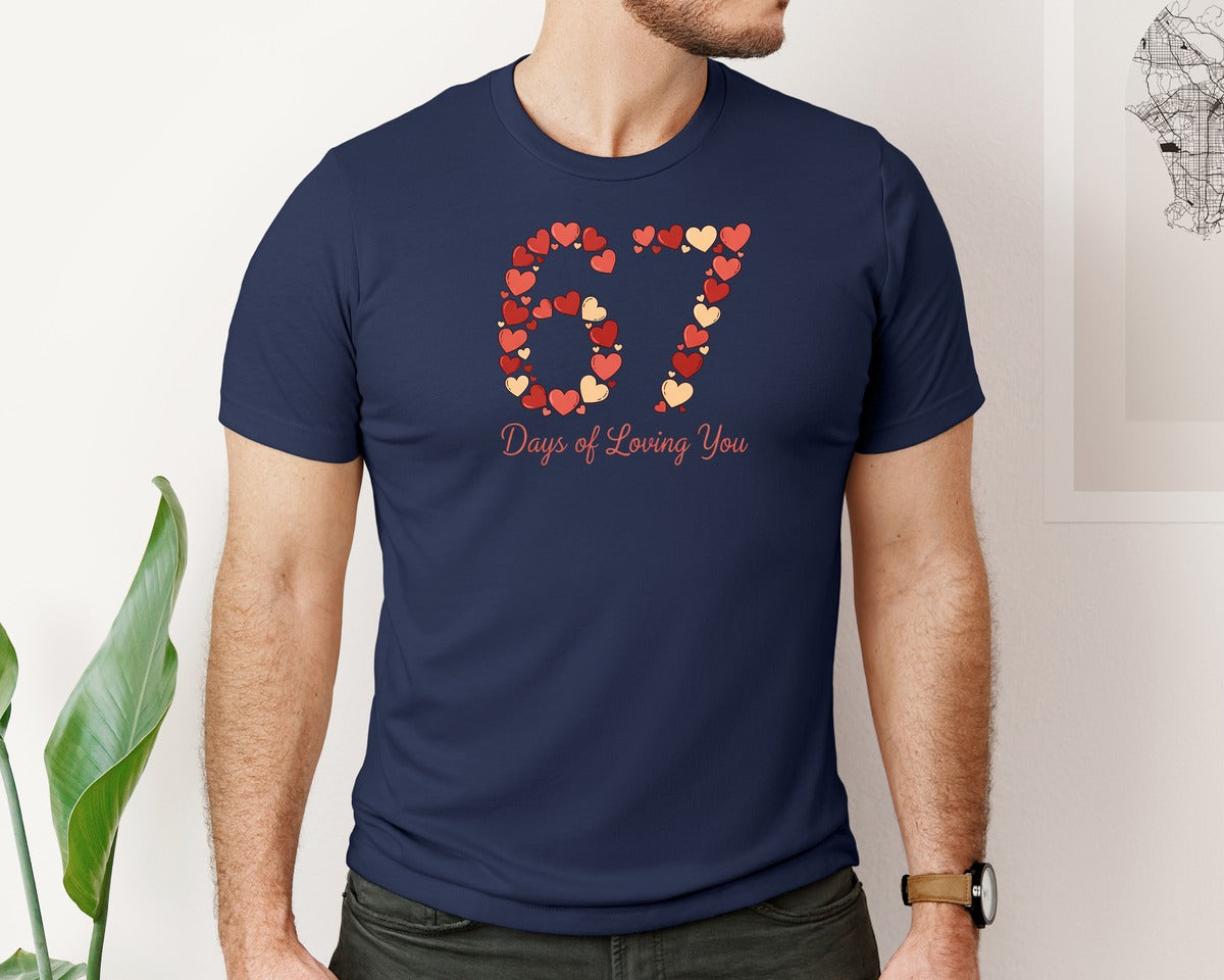 brand:Bella Canvas|color:Navy|67 Days Of Loving You Valentine Design Graphic T-Shirt
